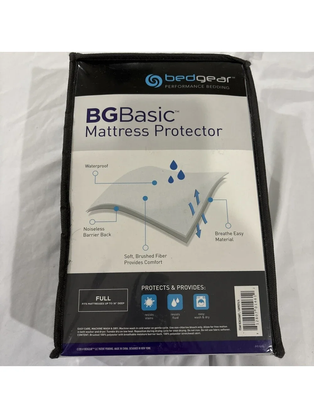 Bedgear FULL SIZE Mattress Protector Basic with waterproof barrier Noiseless NEW